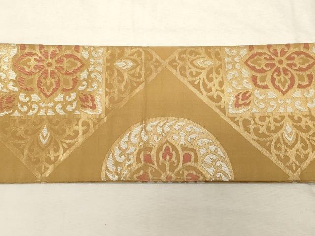 平和屋着物●九寸名古屋帯　吉祥花文　金糸　正絹　逸品　CABD4178dy