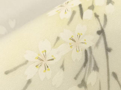 平和屋着物●塩瀬　九寸名古屋帯　作家物　手描き　枝桜文　正絹　逸品　CABD4180dy
