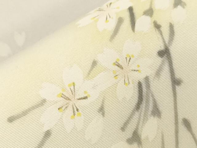 平和屋着物●塩瀬　九寸名古屋帯　作家物　手描き　枝桜文　正絹　逸品　CABD4180dy