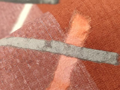 平和屋着物●九寸名古屋帯　紬地　和紙　格子柄　金彩　正絹　逸品　未使用　CABD4183dy