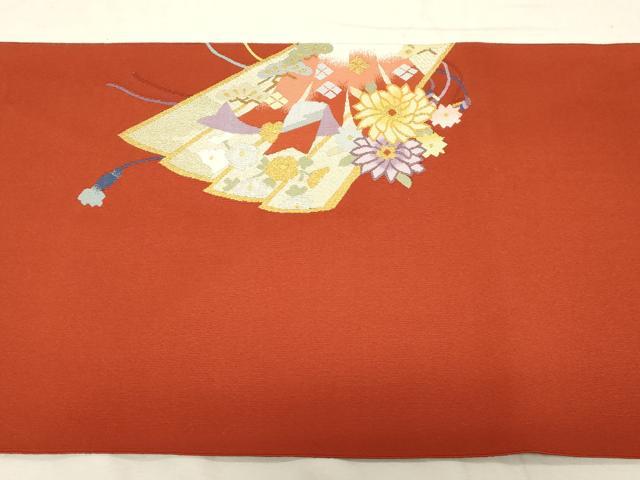 平和屋着物●爪掻き本綴れ　八寸名古屋帯　扇面草花文　金銀糸　正絹　逸品　未使用　CABD4188dy