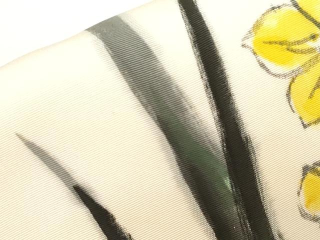 平和屋着物●塩瀬　九寸名古屋帯　作家物　手描き　カトレア　正絹　逸品　CABD4192dy