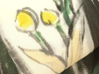 平和屋着物●塩瀬　九寸名古屋帯　作家物　手描き　カトレア　正絹　逸品　CABD4192dy