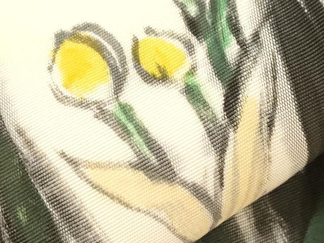 平和屋着物●塩瀬　九寸名古屋帯　作家物　手描き　カトレア　正絹　逸品　CABD4192dy