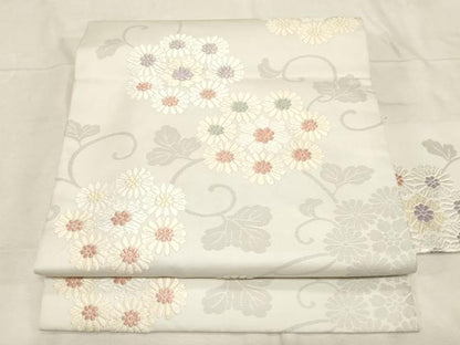 平和屋着物●九寸名古屋帯　唐織　花唐草文　正絹　逸品　CABD4193dy