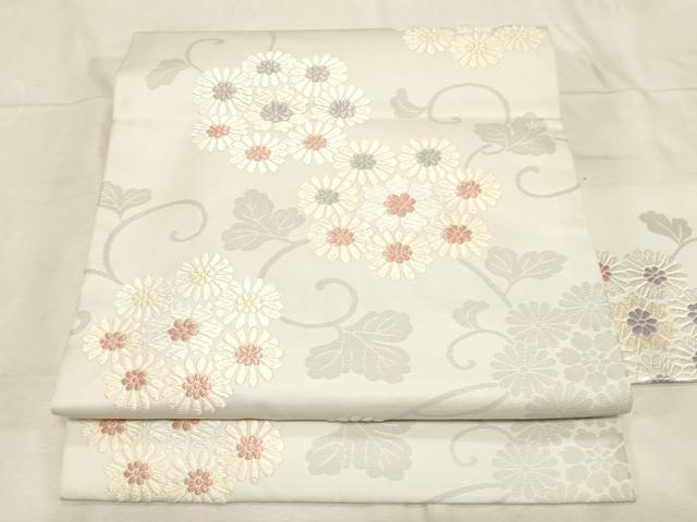 平和屋着物●九寸名古屋帯　唐織　花唐草文　正絹　逸品　CABD4193dy