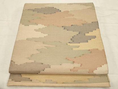 平和屋着物●八寸名古屋帯　霞文　銀糸　正絹　逸品　CABD4197dy