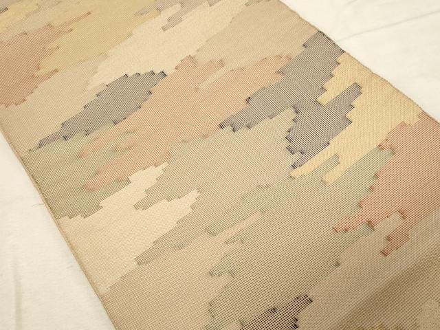 平和屋着物●八寸名古屋帯　霞文　銀糸　正絹　逸品　CABD4197dy