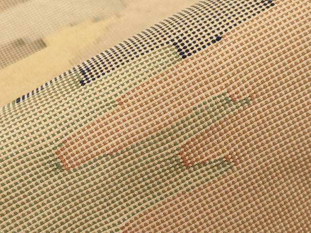 平和屋着物●八寸名古屋帯　霞文　銀糸　正絹　逸品　CABD4197dy
