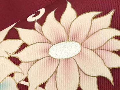 平和屋着物●塩瀬　九寸名古屋帯　草花文　金銀彩　正絹　逸品　CABD4198dy