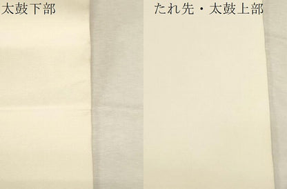 平和屋着物●塩瀬　九寸名古屋帯　手描き　草花文　正絹　逸品　CABD4202dy
