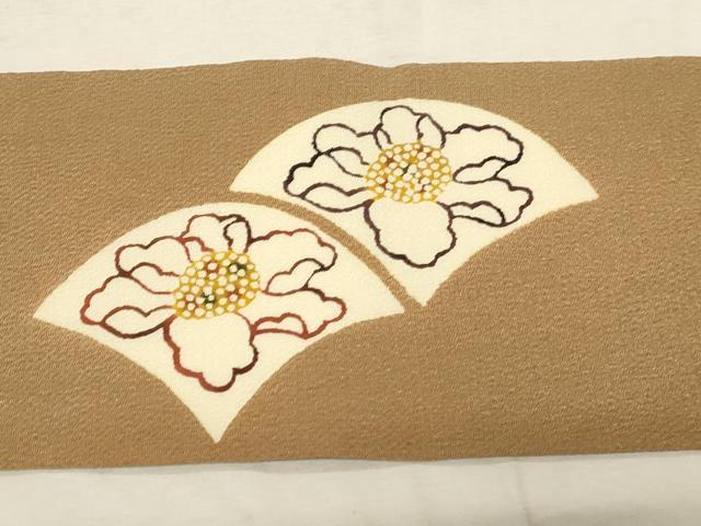 平和屋着物●人間国宝 芹沢圭介一番弟子　下平清人　九寸名古屋帯　青海花文　鬼しぼ縮緬　正絹　逸品　CABD4204dy