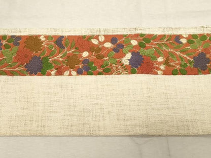 平和屋着物●九寸名古屋帯　絞り　草花間道　鬼しぼ縮緬　正絹　逸品　CABD4206dy