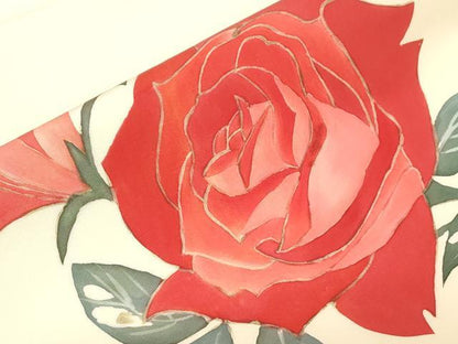平和屋着物●塩瀬　九寸名古屋帯　薔薇　正絹　逸品　CABD4207dy
