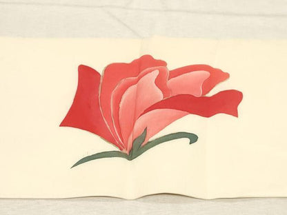 平和屋着物●塩瀬　九寸名古屋帯　薔薇　正絹　逸品　CABD4207dy