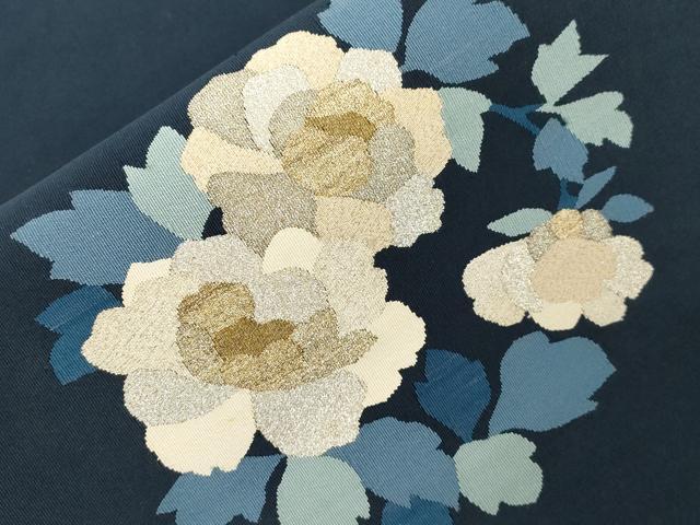 平和屋着物●爪掻き本綴れ　八寸名古屋帯　草花文　金銀糸　正絹　逸品　CABD4209dy