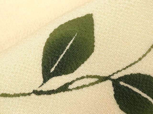 平和屋着物●九寸名古屋帯 型染め 草花文 正絹 逸品 CABD4211dy