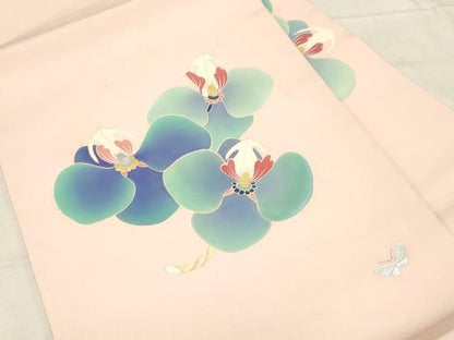 平和屋着物●塩瀬　九寸名古屋帯　作家物　花蝶文　金銀彩　正絹　逸品　CABD4221dy