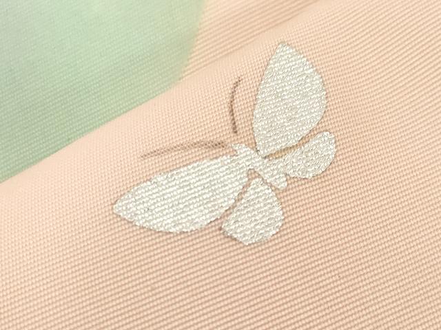 平和屋着物●塩瀬　九寸名古屋帯　作家物　花蝶文　金銀彩　正絹　逸品　CABD4221dy