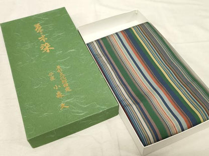 平和屋着物●本場筑前博多織　草木染　手織工房　染匠：小森久　半幅帯　縞　証紙付き　共箱付き　正絹　逸品　CABD4226dy
