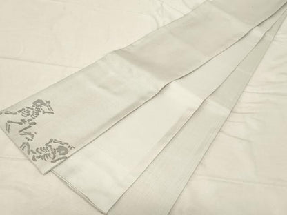 平和屋着物●半幅帯　紬地　ワンポイント　骸骨　正絹　逸品　未使用　CABD4231dy