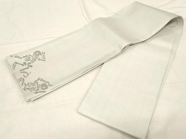 平和屋着物●半幅帯　紬地　ワンポイント　骸骨　正絹　逸品　未使用　CABD4231dy
