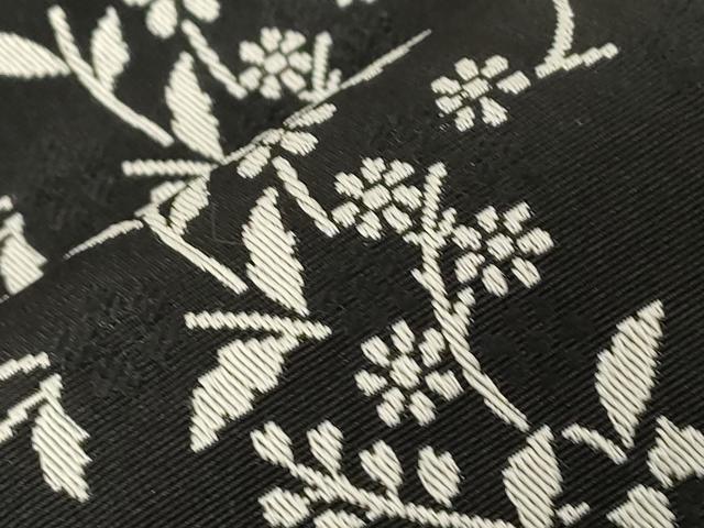 平和屋着物●両面　半幅帯　草花丸文　黒地　CABD4234dy
