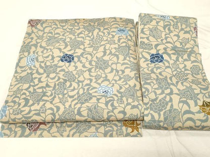 平和屋着物●つけ帯　紅型　型染め　更紗文　鬼しぼ縮緬　正絹　逸品　CABD4238dy