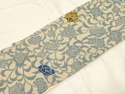 平和屋着物●つけ帯　紅型　型染め　更紗文　鬼しぼ縮緬　正絹　逸品　CABD4238dy