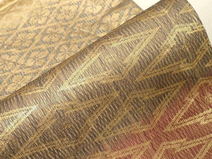 平和屋着物●紋屋井関　御寮織　六通柄袋帯　菱花文　金糸　正絹　逸品　CABD4239dy