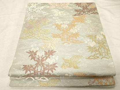 平和屋着物●六通柄袋帯　唐織　桐竹鳳凰文　吉祥文様　金糸　正絹　逸品　CABD4242dy