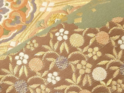 平和屋着物●西陣　服部織物謹製　六通柄袋帯　唐織　桃山錦文様　金糸　正絹　逸品　CABD4243dy