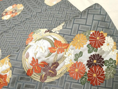 平和屋着物●唐織・西陣の老舗・名門・藤原織物　六通柄袋帯　草花丸文　金銀糸　正絹　逸品　CABD4244dy