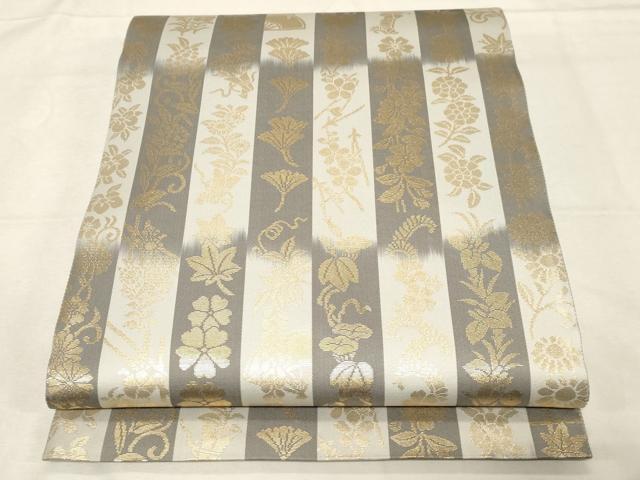 平和屋着物●皇室・伊勢神宮御用　御御帯　山口美術織物　山口弘躬　六通柄袋帯　かづら帯市松文　金糸　正絹　逸品　未使用　CABD4251dy