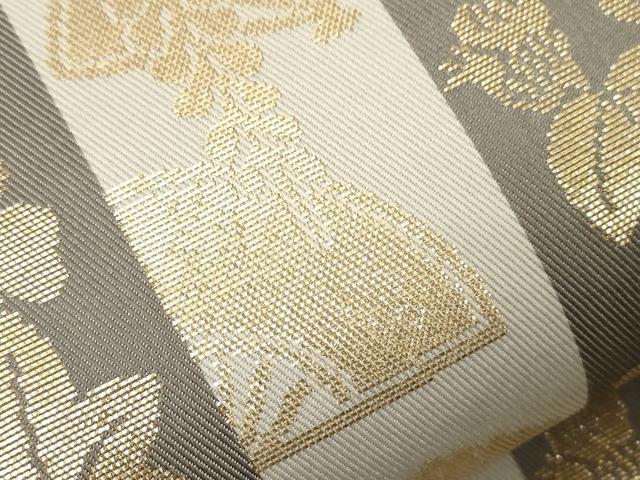平和屋着物●皇室・伊勢神宮御用　御御帯　山口美術織物　山口弘躬　六通柄袋帯　かづら帯市松文　金糸　正絹　逸品　未使用　CABD4251dy