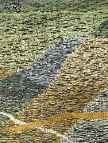 平和屋着物▽両面　太鼓柄袋帯　スリーシーズン　春夏秋　櫛織　抽象文　正絹　逸品　未使用　CABD4257dy