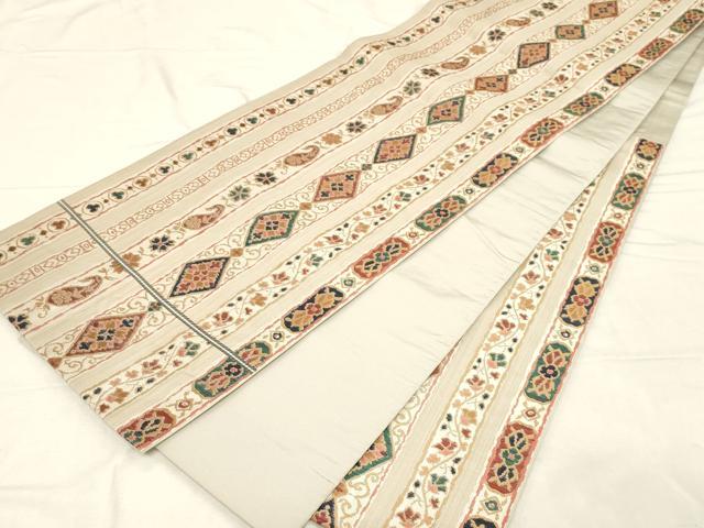 平和屋着物●六通柄袋帯　大島好み　花間道　正絹　逸品　CABD4260dy