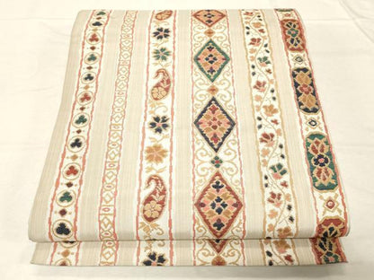 平和屋着物●六通柄袋帯　大島好み　花間道　正絹　逸品　CABD4260dy