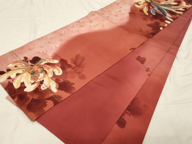 平和屋着物●アンティーク　大正ロマン　塩瀬　丸帯　手描き　乱菊　正絹　逸品　CABD4264dy