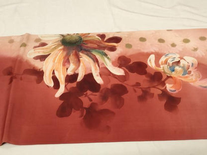 平和屋着物●アンティーク　大正ロマン　塩瀬　丸帯　手描き　乱菊　正絹　逸品　CABD4264dy