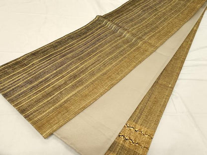 平和屋着物●ひなや工房　くむ・あむ・おる　伊豆蔵明彦　太鼓柄袋帯　横段文　金糸　正絹　逸品　CABD4267dy