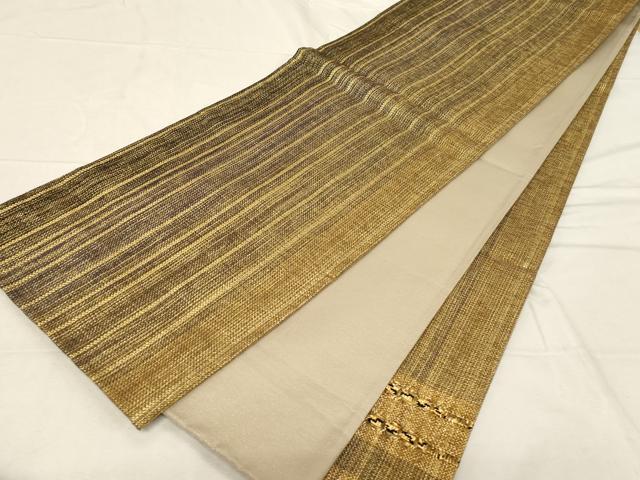 平和屋着物●ひなや工房　くむ・あむ・おる　伊豆蔵明彦　太鼓柄袋帯　横段文　金糸　正絹　逸品　CABD4267dy