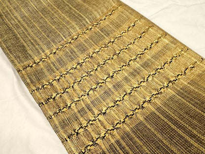 平和屋着物●ひなや工房　くむ・あむ・おる　伊豆蔵明彦　太鼓柄袋帯　横段文　金糸　正絹　逸品　CABD4267dy