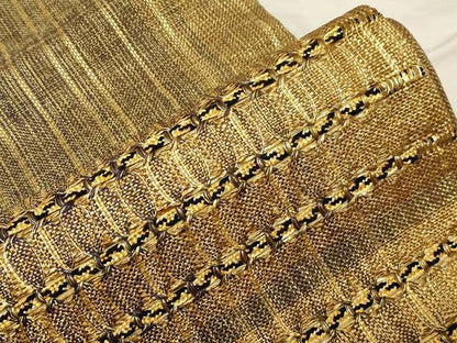 平和屋着物●ひなや工房　くむ・あむ・おる　伊豆蔵明彦　太鼓柄袋帯　横段文　金糸　正絹　逸品　CABD4267dy