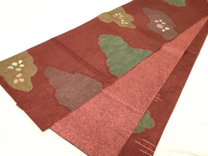 平和屋着物●六通柄袋帯　絞り　草花文　正絹　逸品　CABD4269dy