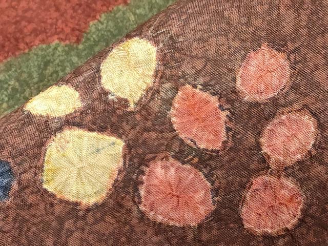 平和屋着物●六通柄袋帯　絞り　草花文　正絹　逸品　CABD4269dy
