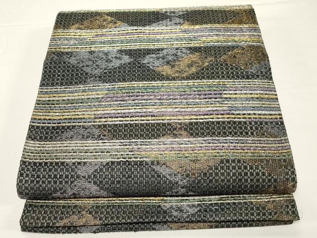 平和屋着物▽六通柄袋帯 スリーシーズン 春夏秋 横段吉祥文 金銀糸 正絹 逸品 未使用 CABD4272dy