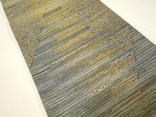 平和屋着物●両面　六通柄袋帯　幾何学文　金糸　正絹　逸品　未使用　CABD4273dy
