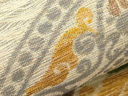 平和屋着物▽太鼓柄袋帯 スリーシーズン 春夏秋 櫛織 花鳥丸文 金糸 正絹 逸品 CABD4277dy