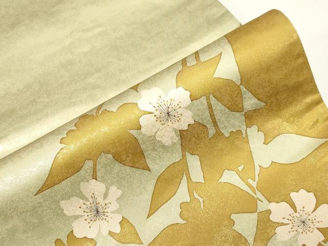 平和屋着物●おかべみつこ　六通柄袋帯　草花文　金糸　引箔　正絹　逸品　CABD4282dy